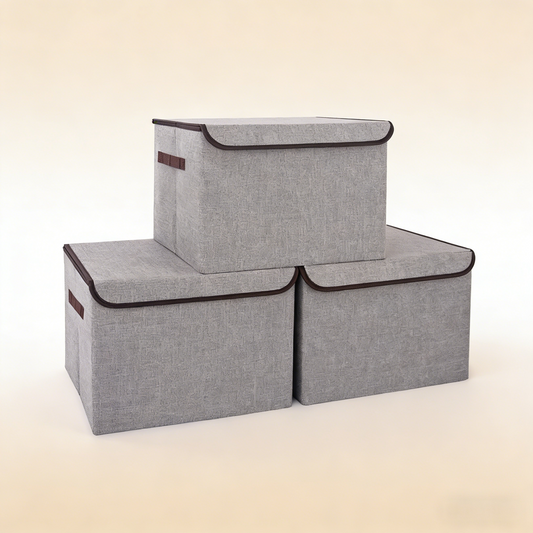 16.7"×12"×7.2" Fabric Storage Bin (M/L Sizes) with Lid