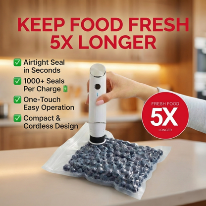 VACU™  Handheld Vacuum Sealer & Food Storage Bundle – Keep Groceries Fresh 5X Longer