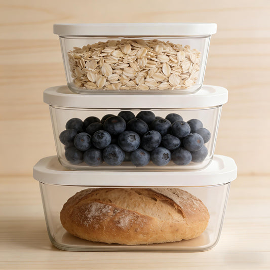 3-Piece Glass Vacuum Seal Container Set for Food Storage